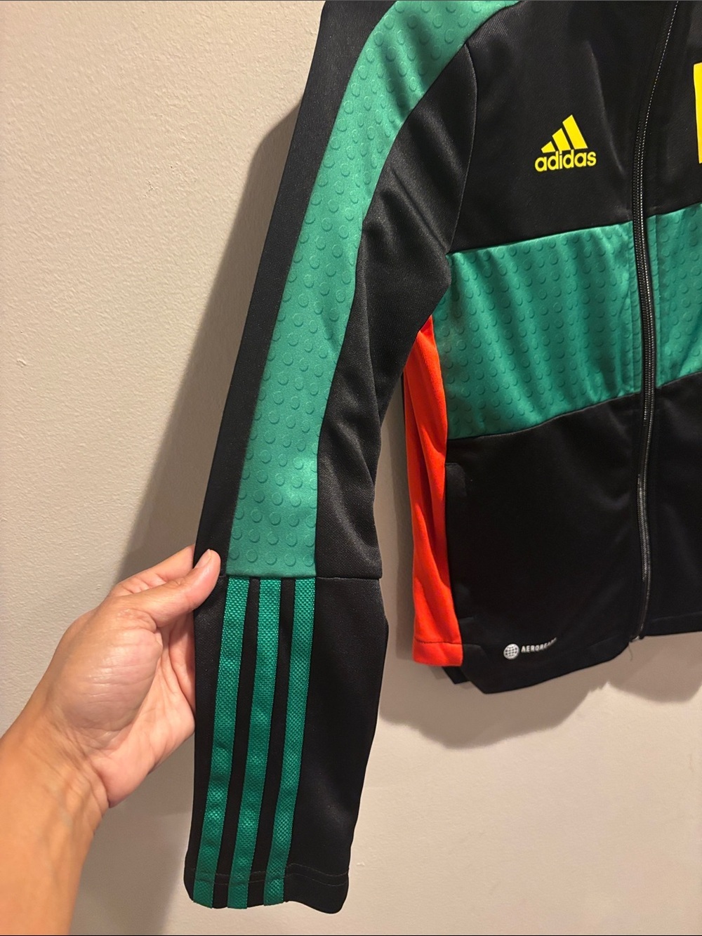 adidas Black, Teal & Red Zip-Up Track Jacket with Yellow Logo - Picture 4 of 8